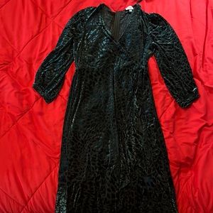 Turquoise wrap dress with velvet leopard print Calvin Kline